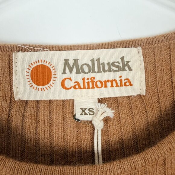 NWT Mollusk California Ribbed Knit Sweater Tee Women's Size XS Fawn Merino Wool - Picture 2 of 10